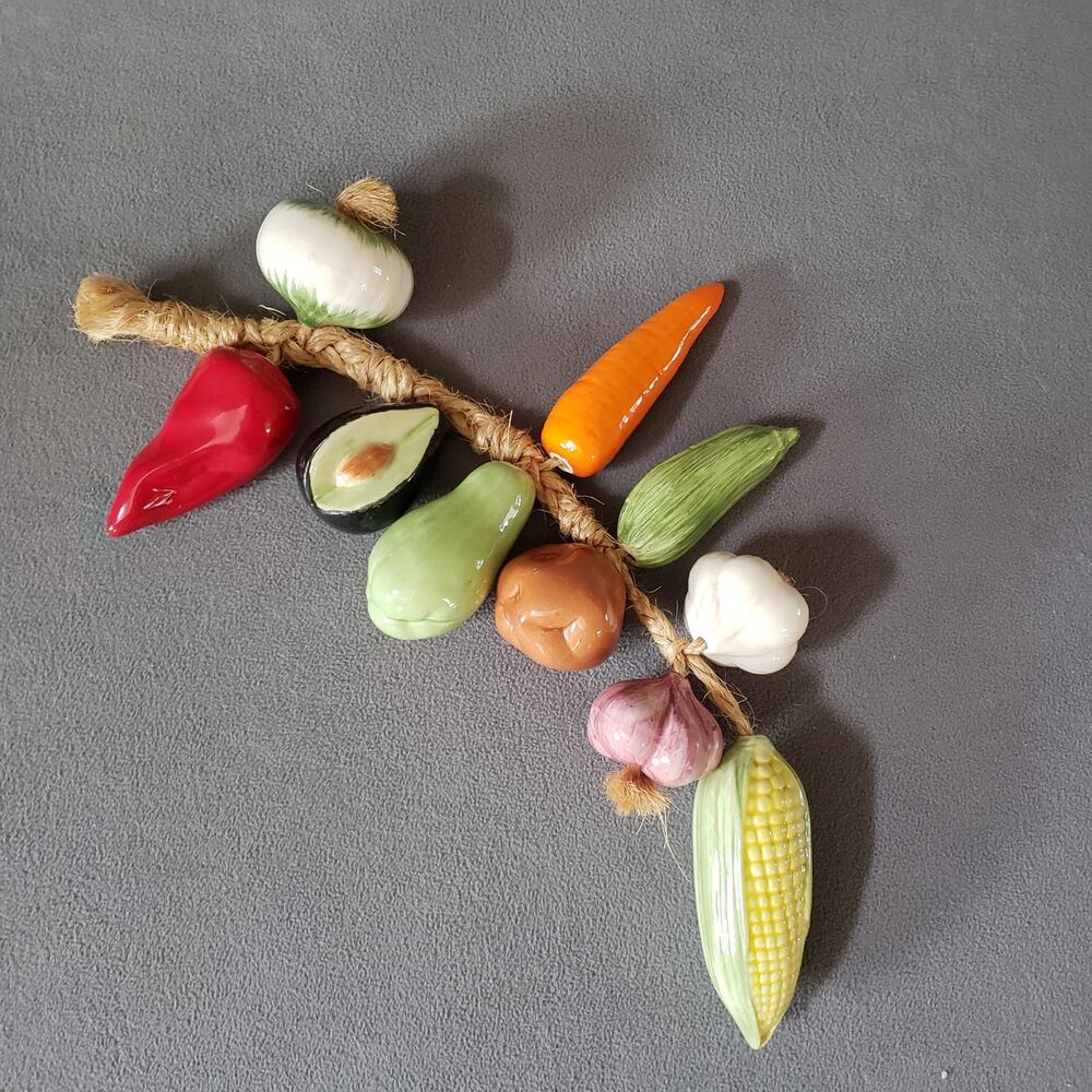 Unbranded Ceramic Vegetable Collection on Hanging Jute‎ Decorative Kitchen